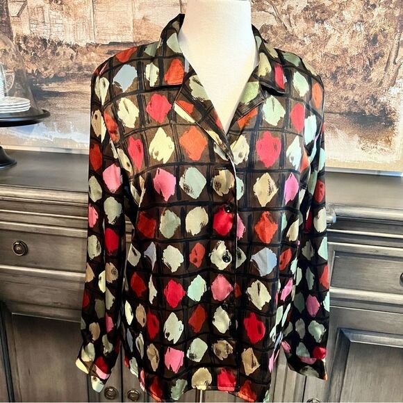 Alfred Dunner Multicolor Button-down Blouse size 18 P - Picture 1 of 5